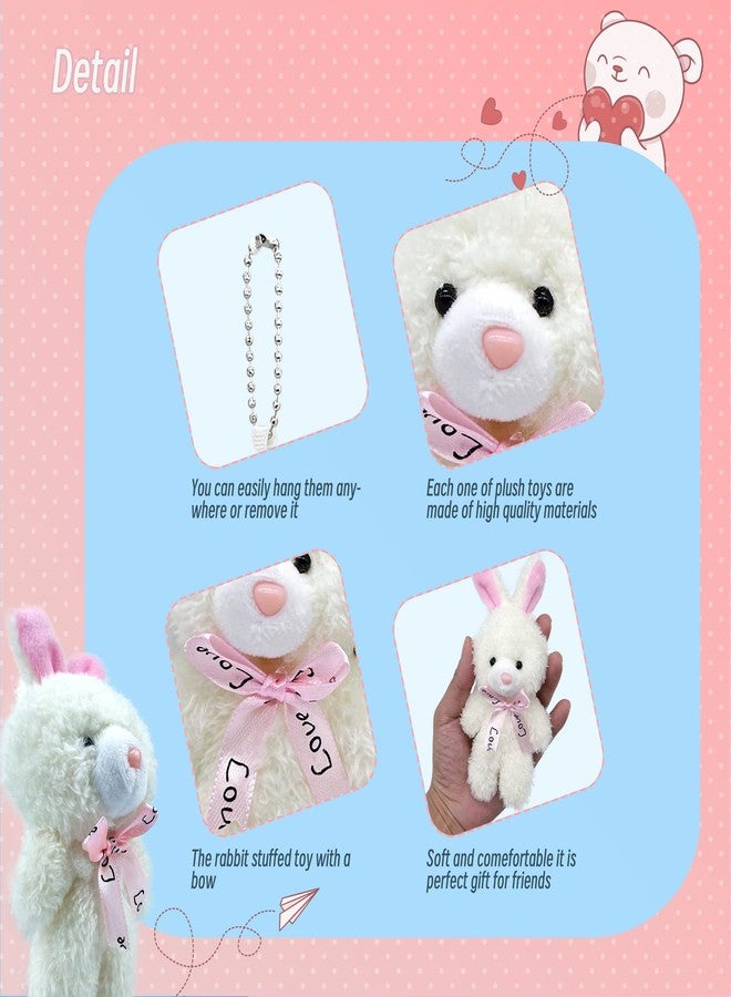Topoloar 12 PCS Small White Stuffed Plush Bunny, 5 inch Cute Soft Mini Bunnies Bulk,Small Rabbit Keychain Plush for Easter Basket Filler , Baby Shower Decoration, Birthday Theme Party Favors, DIY Accessory - Image 3
